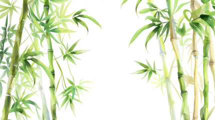 Fototapeta premium 竹林の水彩画の背景イラスト 16:9