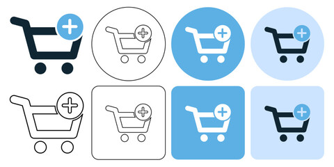 Add product sales Shopping Cart trolley Icon shop and sale icon Shopping and E-commerce check out icon. mart market trolley icon symbol stroke line and glyph	