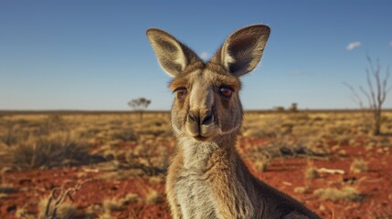 Fototapeta premium close-up of a curious kangaroo in the australian outback