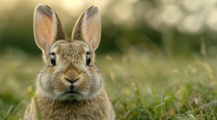 Fototapeta premium Closeup of a cute rabbit in the grass