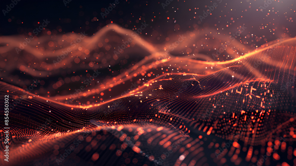 Wall mural abstract technology particles lines mesh background
