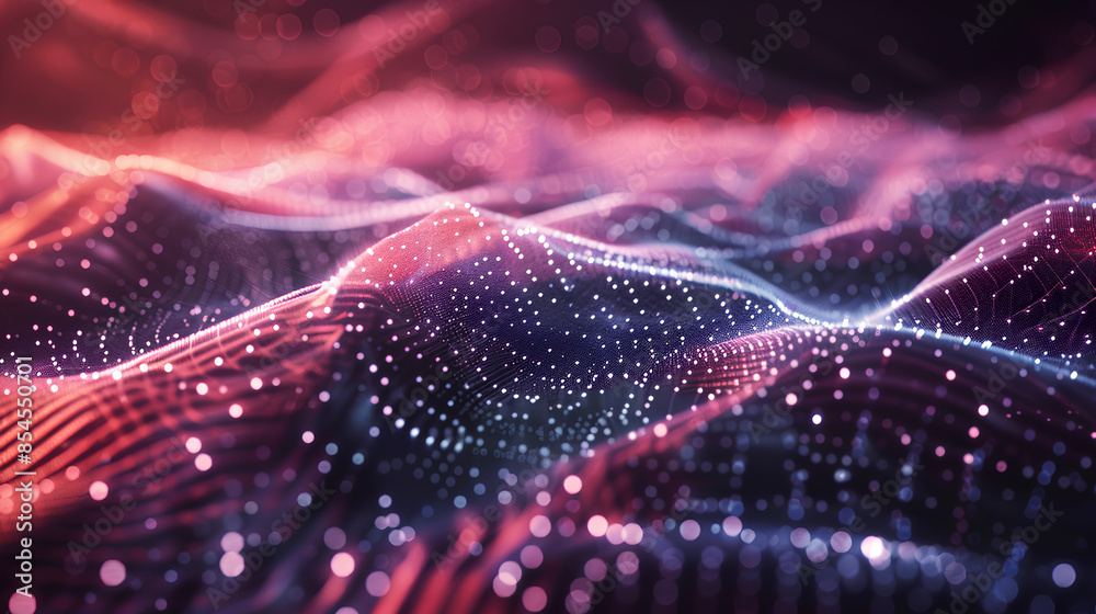 Wall mural abstract technology particles lines mesh background