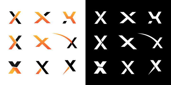Set of letter X logo vector. Modern creative inspiration letter X logo collection