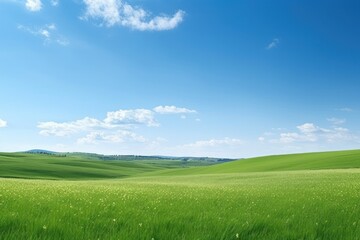 Fototapeta premium Summer meadow hills backgrounds landscape panoramic.