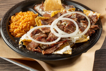 A view of a plate of chilaquiles.