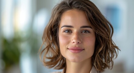 Fototapeta premium Thoughtful young woman with wavy hair