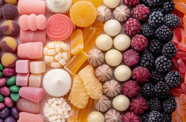 Assortment of colorful candies and sweets