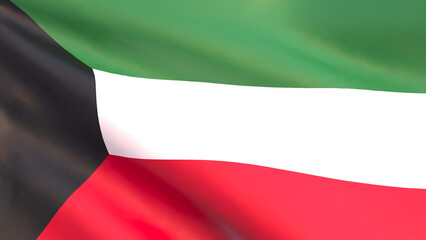 3D render - Kuwait flag waving in the wind