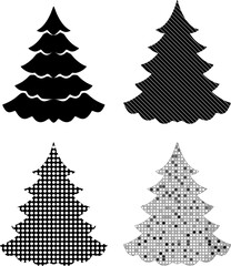 Christmas tree vector black white