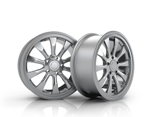 Two chrome drives a white background.