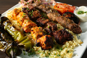 A view of a kebab combo platter.