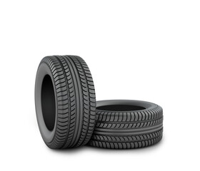 Black tires on a white background.
