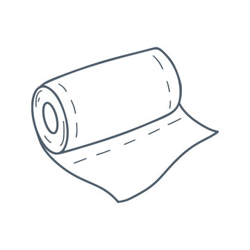 recommend clip art: Paper towel roll doodle sketch style illustration. Twisted napkins for household needs and hygiene clip art. Hand drawn paper, isolated vector graphic