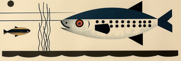  logo simple line drawing of a fish with a wave white background minimalist style simple design flat vector graphic logo minimalistic background