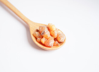 Frankincense or olibanum aromatic resin used in incense and perfumes.