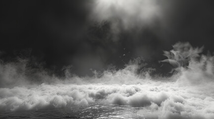 Smoke black ground fog cloud floor mist background steam dust dark white horror overlay. Ground smoke haze night black water atmosphere 3d magic spooky smog texture isolated transparent effect circle