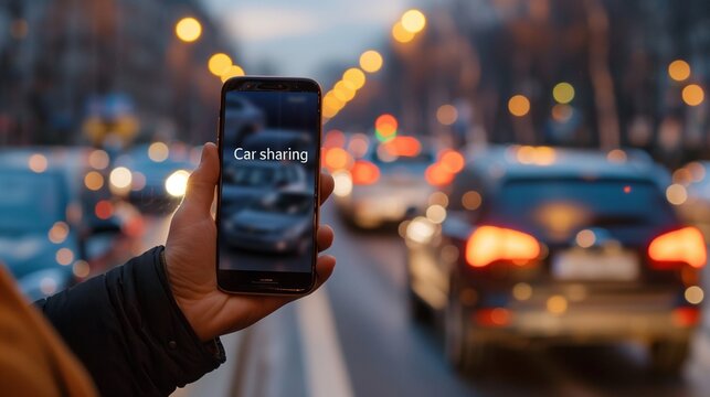 Modern car sharing application interface displayed on a smartphone screen, showcasing user-friendly design and real-time vehicle tracking features.