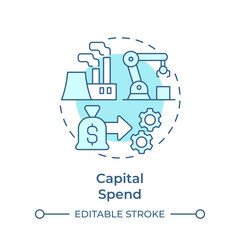 Capital spend soft blue concept icon. Production efficiency, expenditure. Industrial manufacturing. Round shape line illustration. Abstract idea. Graphic design. Easy to use in infographic