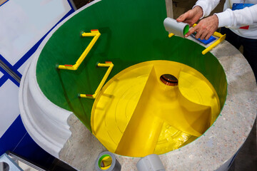 Tray bottom for use of chemically aggressive wastewater.