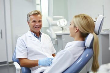 A dentist recommending xylitol toothpaste to a patient