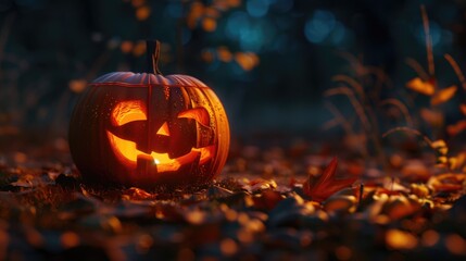 Pumpkin in the dark on Halloween