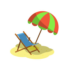 Parasol and Deckchair on the Beach