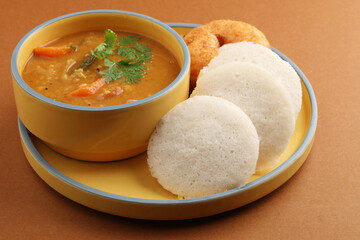 idli vada with sambar pr sambhar also called medu wada rice cake