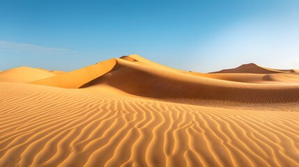 Realistic desert landscape. Beautiful view on realistic sand dunes. Made with generative ai