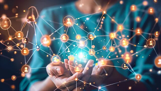 Global social network connection concept. Connecting people icon link on the internet.