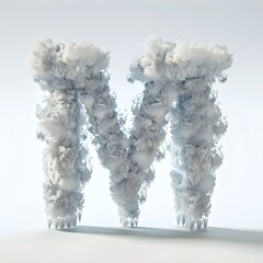 Radiant Mist Forming Typographic Letter M in Mid-Air on White Background