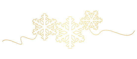Golden Snowflakes line art style. Christmas element vector eps10