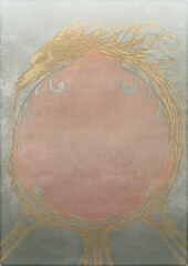 水彩風ドラゴンと炎の背景