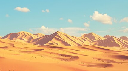 Fototapeta na wymiar Realistic desert landscape. Beautiful view on realistic sand dunes. Made with generative ai