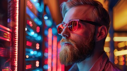 The man in data center