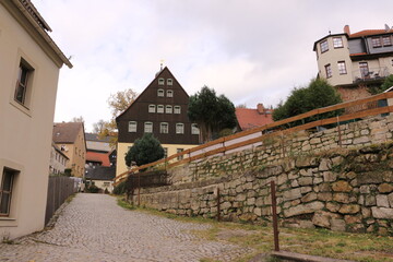 Blick in das Zentrum von Hohnstein in der S&auml;chsischen Schweiz	