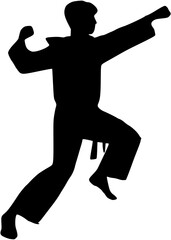 Illustration Taekwondo athlete silhouette. Silhouette of martial art
