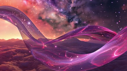 Celestial depiction of a mobius strip among the stars, an abstract representation