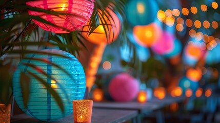 Stylish party accessories, vibrant atmosphere