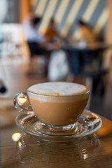 cup of coffee on table. 