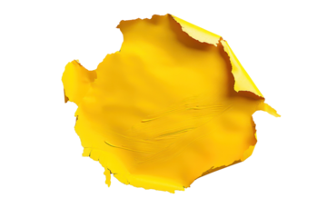 Abstract yellow paint blob isolated on white background. Vibrant splash of color for art, design, and creative projects.