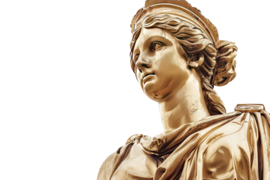Close-up of an ancient Greek statue depicting a woman adorned in classical attire, highlighting fine details of historical sculpture.