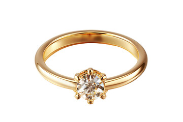 Elegant gold engagement ring with a sparkling diamond centerpiece, perfect for celebrating special moments.