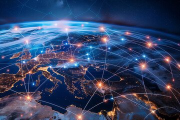 How Interconnected Global Trade Networks Promote Cross-Cultural Exchange and Digital Communication. Concept Global Trade Networks, Cross-Cultural Exchange, Digital Communication 