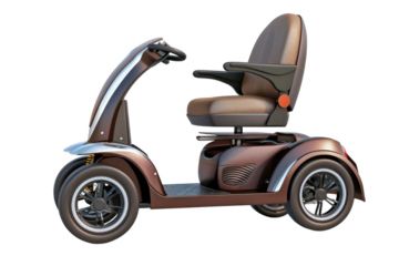 Modern electric mobility scooter with comfortable seat for elderly and disabled individuals, offering independence and ease of transport.