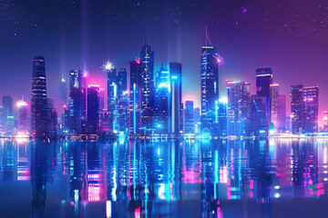 Obraz premium Futuristic city skyline with smart buildings advanced