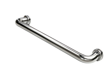 Stainless steel grab bar isolated on white background. Secure and sturdy bathroom accessory offering reliable support and safety.
