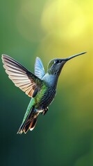 Fototapeta premium Full body of a flying humming bird hummingbird wildlife animal.