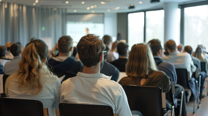 Fototapeta premium Backview Perspective of Audience at Academic Conference Presentations