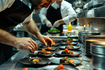Professional chef preparing a gourmet dish