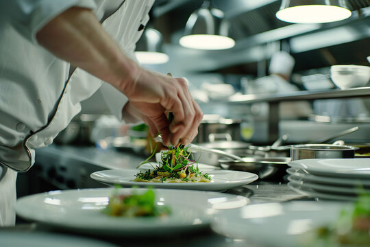 Professional chef preparing a gourmet dish